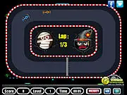 Halloween Car Race online free game screenshot, F1 car racing against opponent on spooky dark track, car tuning
