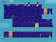 The Telekinetic Incident free online game screenshot, character using telekinesis to move a block to redirect a laser beam to open a puzzle door