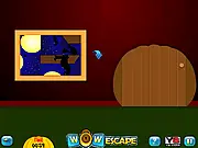 The interior of the room in the Halloween-themed point-and-click escape game Wow Trick or Treat