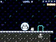 The player character running desperately through a snowy landscape, narrowly escaping a giant rolling snowball in the free online game Oh Snow