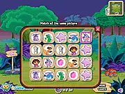 Screenshot of Dora Explore Adventure 2 gameplay, showing Dora the Explorer near a field attempting to collect balls while Swiper the Fox is nearby.