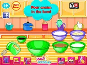 Screenshot of Madeline Hatter's Tea Cookies cooking game, showing Madeline Hatter in a kitchen surrounded by ingredients for baking cookies.