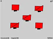 Screen capture of the 3 Slices 2 puzzle game showing a geometric shape cut into multiple pieces, with the cursor indicating the next precise slice to be made