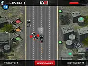 Gameplay screenshot of Lonely Ranger, an online police car chase and racing game with a retro arcade feel.