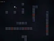 A screenshot of the online arcade game PiPiMan showing the small character moving between sharp, geometric obstacles toward a brightly colored exit gate