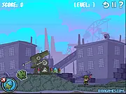 Artillery Rush 2 gameplay screenshot showing a bridge exploding after a strategic artillery shot, play free online game