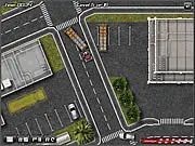 Screenshot of 18 Wheels Driver 5 top-down truck driving game navigating a busy city street