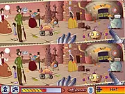 Screenshot of Wendy in Roboville free online game showing the girl Wendy hiding from a robotic guard in a futuristic, metallic city
