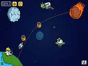 Play Boom the Rock free online puzzle game on PlayArcadeHub, set rocket path to explode sky-pieces