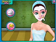 The character Jessy the Clown in Birthday Clown Makeover wearing a colorful wig and bright, dramatic clown makeup