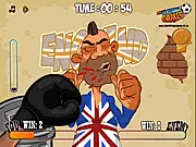 Screenshot of Hooligan Boxing fighting game showing two characters punching on a street background
