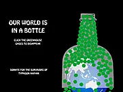 Our World is in a Bottle online eco-shooter game, representing the earth inside a bottle being cleaned of greenhouse gases