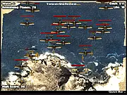 1945 Tower Defense free online strategy game screenshot - military towers defending a base against enemy troops and vehicles