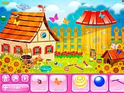 Curious Clarissa, a restless girl, searching for lost toys in a colorful playground scene in the free hidden object online game