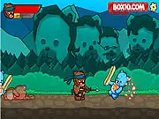 Teddy Bear Picnic Massacre game screen, teddy bear character shooting other teddy bears with a gun, play free online action shooter