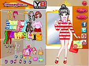 Shopping Girl Style game screen, girl character modeling a beautiful outfit, play free online fashion dress-up game