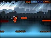 Box Jumper character leaping from one minimalist, moving box platform to another across a body of water