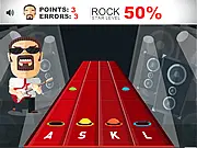 Goatee Guitarist rhythm game, character playing guitar on stage, free online music game