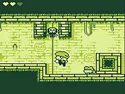 Screenshot of the Tiny Dangerous Dungeons game showing the character Timmy standing in a dungeon hallway with monochrome, pixel-art graphics