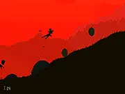 Screenshot of Dino Run: Enter Planet D featuring a pixelated dinosaur running and jumping over strange alien terrain and obstacles.