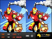 Screenshot of Avengers Spot Difference puzzle game showing two side-by-side images of the Marvel Avengers team with differences hidden between them.