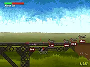 Ninja Cat and Zombie Dinosaurs free online game screenshot showing a ninja cat attacking a green dinosaur after correctly solving a math equation