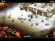 Screenshot of Evil Grounds tower defense game featuring a fortress wall being attacked by several demonic monsters.