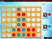 Casual Connect 4 board game screenshot, showing a player dropping a red disc into the grid against a yellow opponent