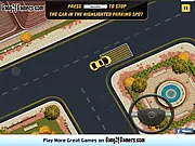 Parking Frenzy Autumn game screenshot, showing a car carefully parallel parking on a street covered in orange and brown fall leaves