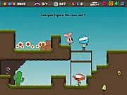 Screenshot of Gumball Blindfooled, a free online puzzle game where Gumball and Darwin are blindfolded and the player creates their path