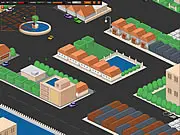 Screenshot of Turbo Taxi, a free online driving game showing a yellow taxi speeding through a city environment