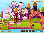 Kids on Ferris Wheel free online game with happy children raising arms