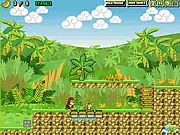 Gon and Mon free online adventure game screenshot showing two monkeys near fire and water hazards
