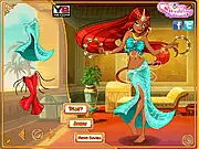 Indian Belly Dancer Dress Up free online game - Choosing colorful sari costumes and gold accessories for Tamasi's dance competition.