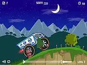 Space Truck free online game screenshot showing a futuristic truck driving on a moon or alien planet surface