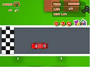 Speedy Car Race free online game screenshot showing a fast car driving on a curved section of a race circuit.