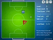 Soker: Bounce Ball Soccer game thumbnail showing a ball mid-flight, bouncing off walls toward a goal in a maze-like level.