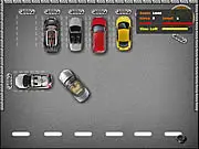 City Parking Pro online game thumbnail showing a car attempting to parallel park into a very tight, designated spot in a busy city environment.