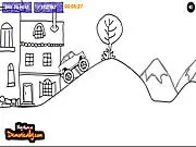 Paper Drive racing game screenshot showing a paper car driving on a track drawn on graph paper