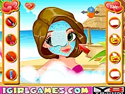 Screenshot of Beauty Spa Makeover Day game showing a girl with applied makeup and an elegant outfit after a full salon treatment