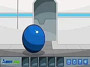 Screenshot of Lunar Escape game showing a ball being launched to break a metal door in a space-themed environment