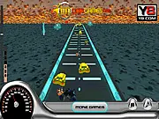 Gameplay screenshot from Laser Racers: Gravity Drift, a free 3D sci-fi racing game, showing a sleek, futuristic blue laser car speeding down a gravity-defying track with neon accents.