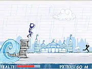 Gameplay screenshot of a character jumping over spikes to escape a massive, dark monsoon wave in the online running game Escape the Tide.
