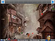 Screenshot from Turkey Adventurous Escape, showing a trapped turkey in a forest with hidden point and click items.