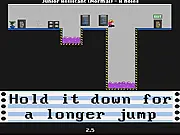 I Quit! Must Dash! online game screenshot showing Arthur Stone, a man with a moustache, jumping over an office desk while avoiding a humorous alien obstacle