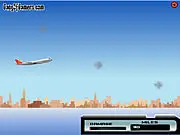Screenshot of the game Fly Air India showing a small passenger plane flying through dark, swirling 'toxic clouds' in the sky.