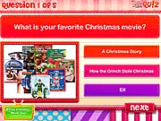 Online Holiday Special Quiz thumbnail image with Christmas icons like Rudolph and A Charlie Brown Christmas.