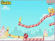 Screenshot of Cookie Needs Jam showing a cookie about to roll toward a jar of jam after removing a stack of biscuits in this free online physics puzzle game.