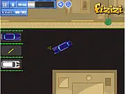 Cartoon Parking 3D game screenshot, customized cartoon car driving through a colorful city collecting coins, play free driving game online