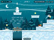 Frosty's Adventure game screenshot, snowman body jumping to retrieve its head, play free online platformer game